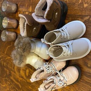 Toddler winter shoes/boots size 4-6.  Lot of 4 including Northface